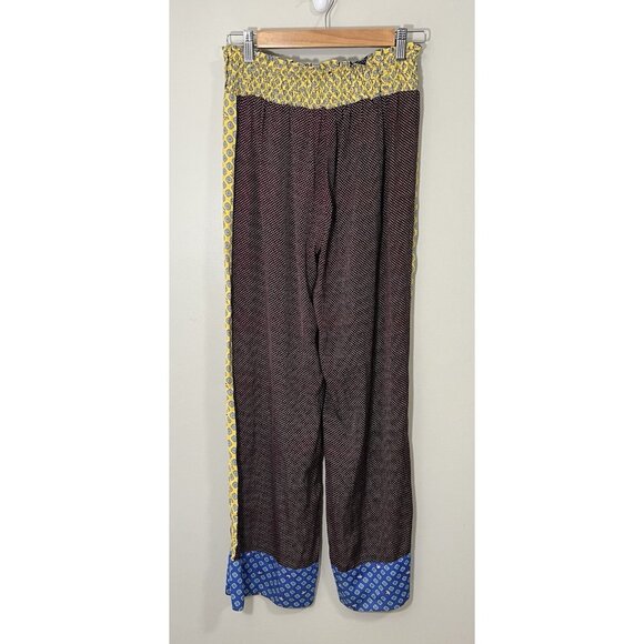 Aerie Polka Dot Crown Patchwork Colorblock Boho Wide Leg Lounge Pants Size M - Picture 5 of 8
